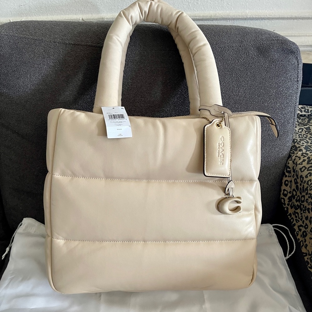 Coach large pillow tote beige NWT.